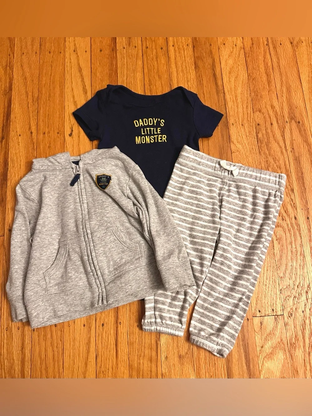 Carters 3pc Baby Boy “Daddy's Little Monster”Clothing Set